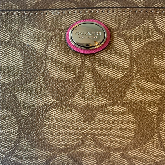 Coach Classic Monogram Wristlet w/Pink Accents - Picture 3 of 11